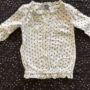 GAP Kids' Cream and Black Skull & Cross Bones Blouse